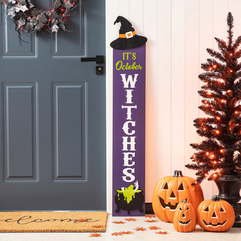 The Holiday Aisle® 48"H Halloween Wood Witch Hat Porch Decor & Reviews ...